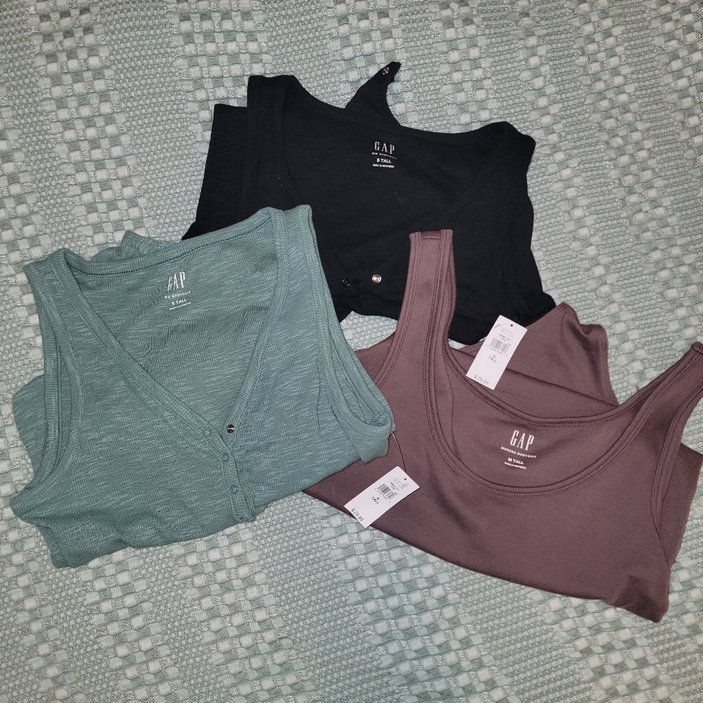 THREE Gap tank bodysuits tall small medium